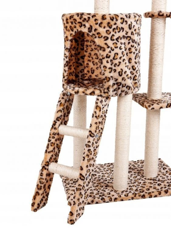 Ansamblu de Joacă pentru Pisici cu 5 Nivele, Model Leopard 138 cm