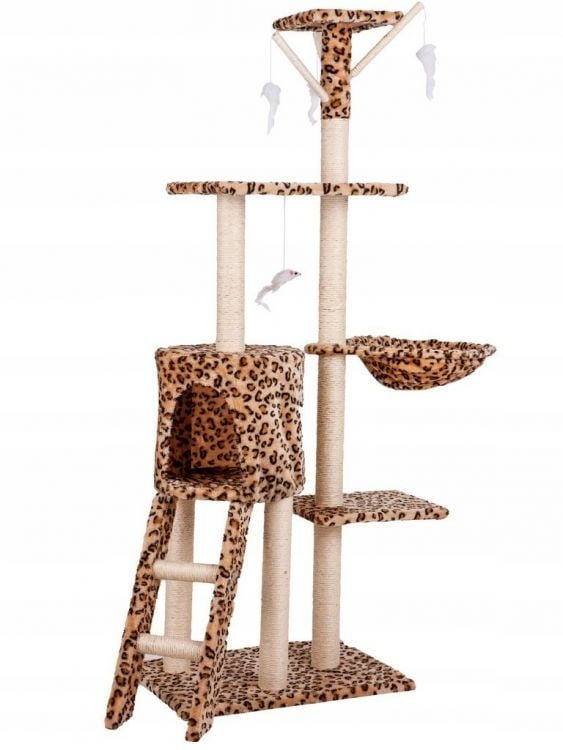 Ansamblu de Joacă pentru Pisici cu 5 Nivele, Model Leopard 138 cm