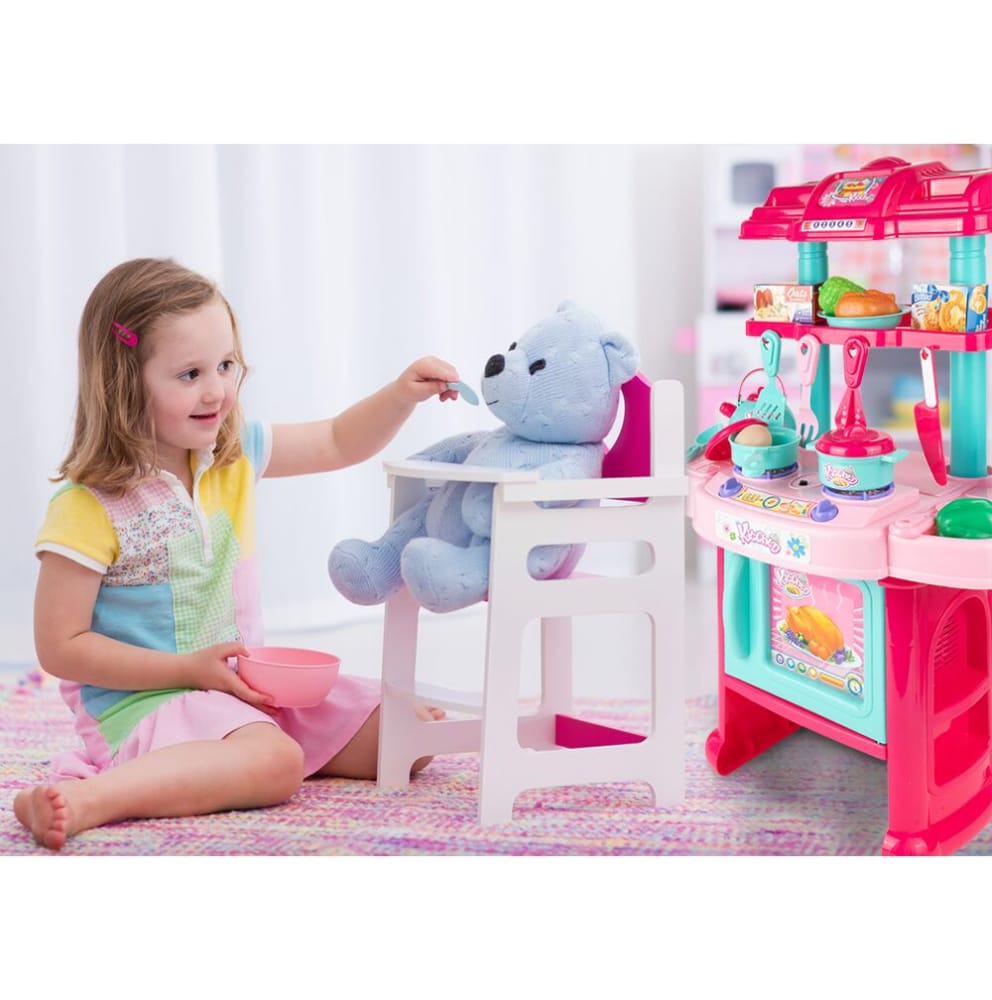 Set Bucatarie Pentru Copii Cu Sunete Si Lumini, 31 Piese, Roz-Turcoaz - MAXY
