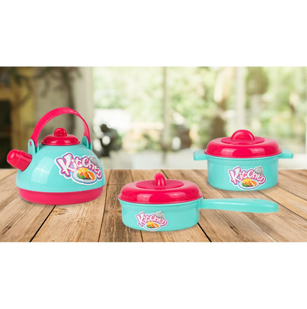 Set Bucatarie Pentru Copii Cu Sunete Si Lumini, 31 Piese, Roz-Turcoaz - MAXY
