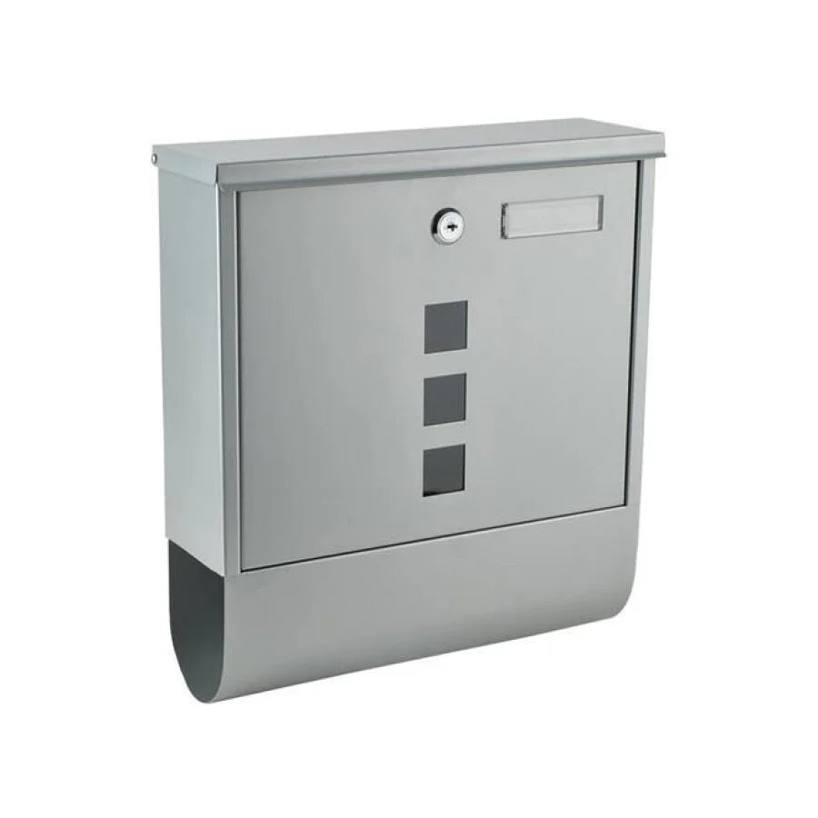 Căsuță Poștală Argintie Cu 2 Chei, Suport Pentru Ziare, 34 x 10 x 30,7 cm