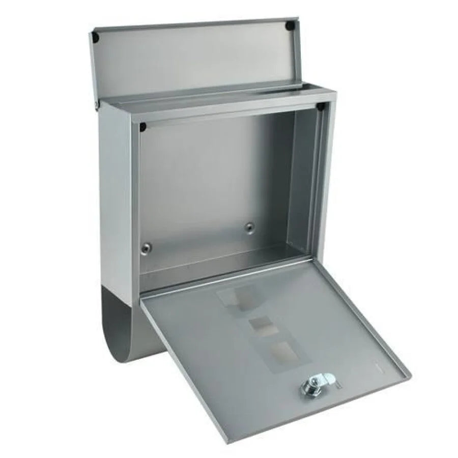 Căsuță Poștală Argintie Cu 2 Chei, Suport Pentru Ziare, 34 x 10 x 30,7 cm