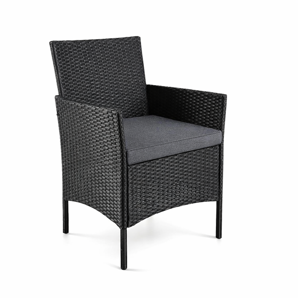 Set Masa De Gradina din Ratan, 1 Masa, 1 Canapea, 2 Fotolii, Culoare Negru - MAXY