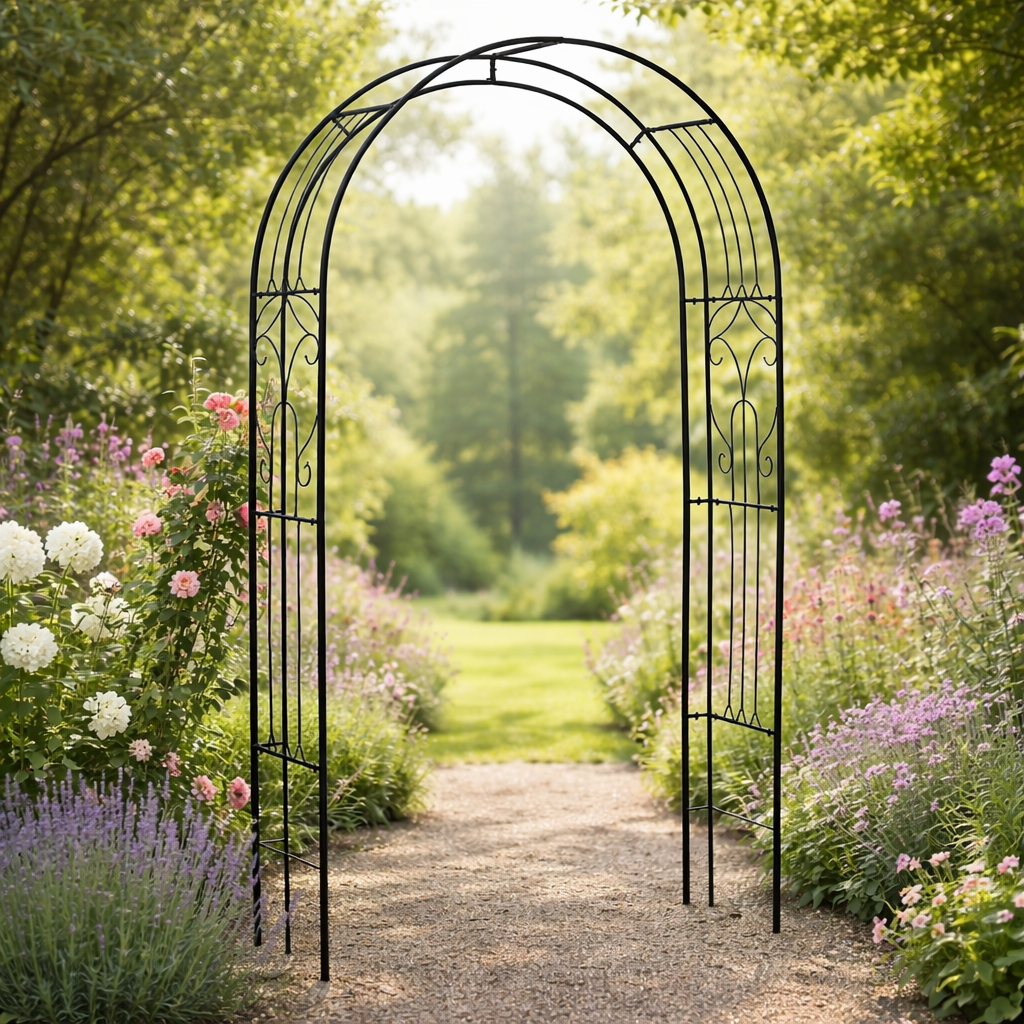 Pergola De Gradina, arcada eleganta flori, Dimensiune 145 x 38 x 240 cm , Culoare Negru - MAXY