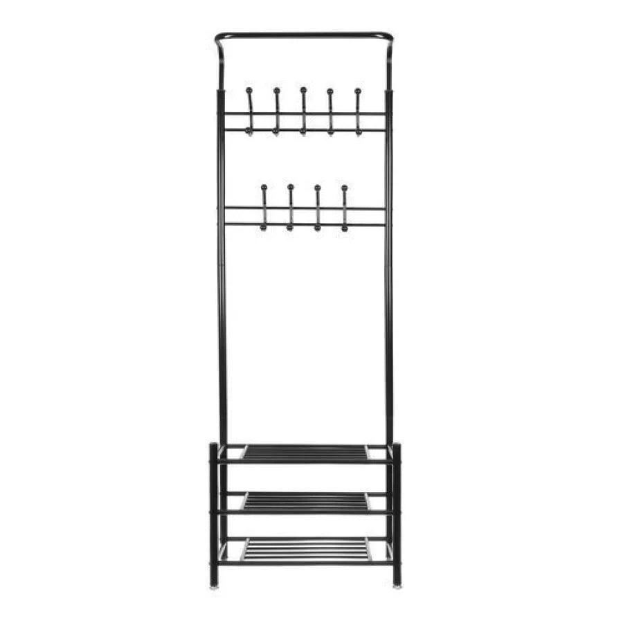Cuier Haine Cu 18 Agățători și 3 Rafturi Pentru Încălțăminte, 192 cm, Negru
