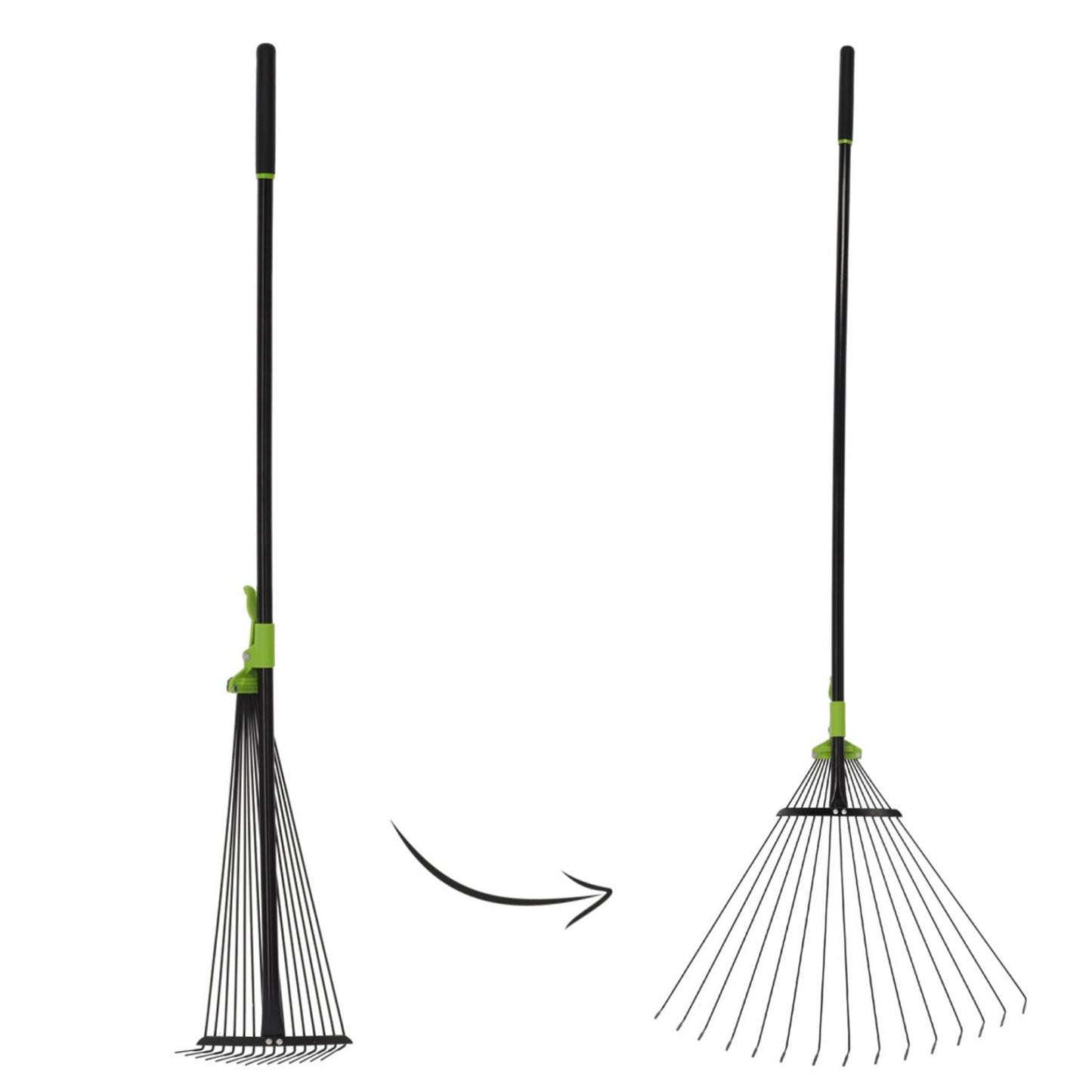 Greblă Reglabilă pentru Frunze 15 Dinți – Lățime Ajustabilă 20-59 cm, Mâner Telescopic 120-160 cm - MAXY