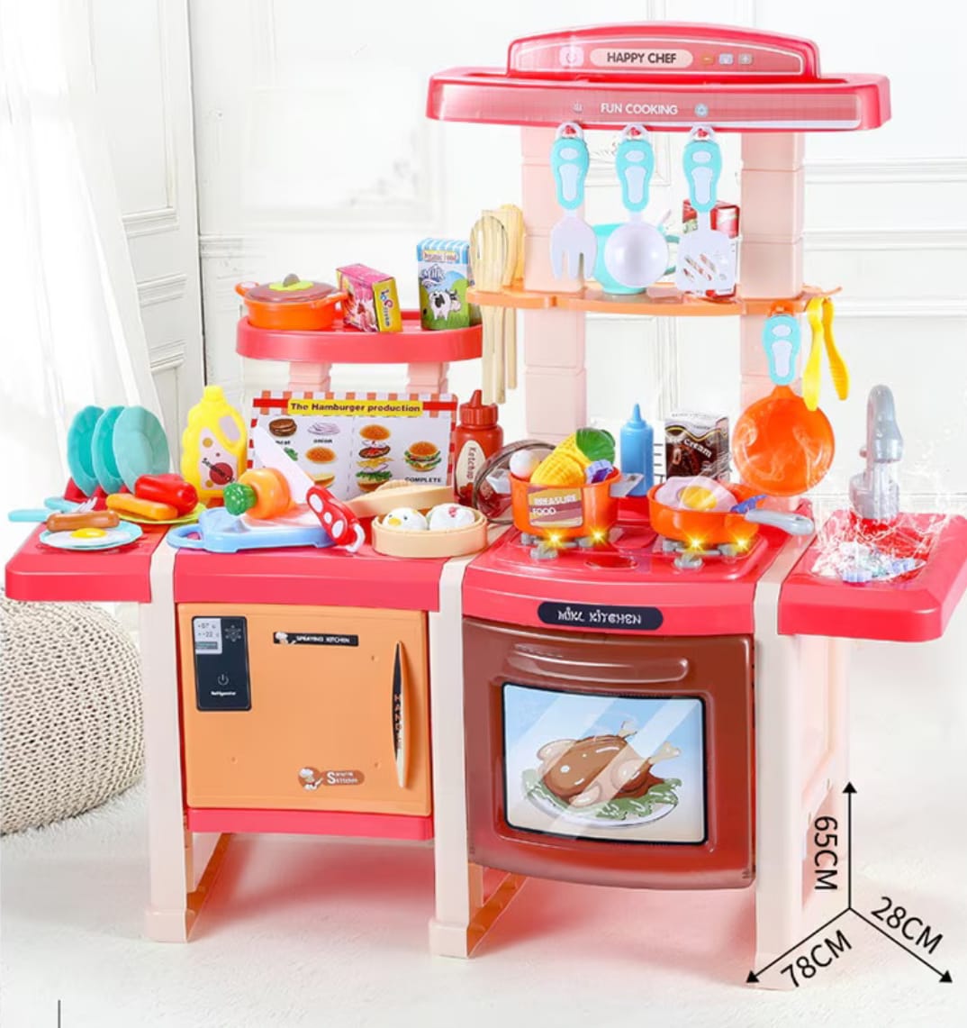 Set Bucatarie Copii Dubla cu Chiuveta Functionala, 45 Accesorii - MAXY