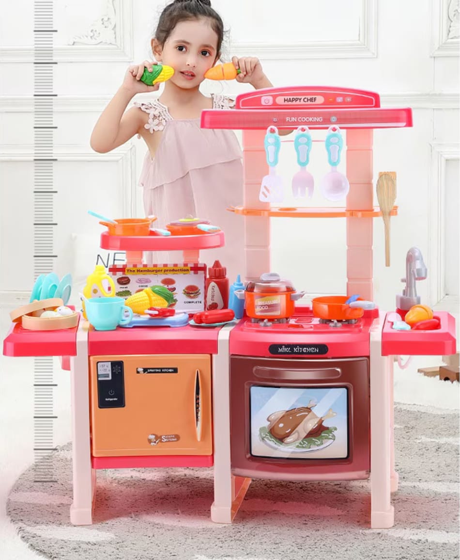 Set Bucatarie Copii Dubla cu Chiuveta Functionala, 45 Accesorii - MAXY