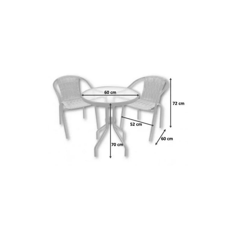 Mobilier Terasă Set Masă Rotundă cu 2 Scaune - MAXY