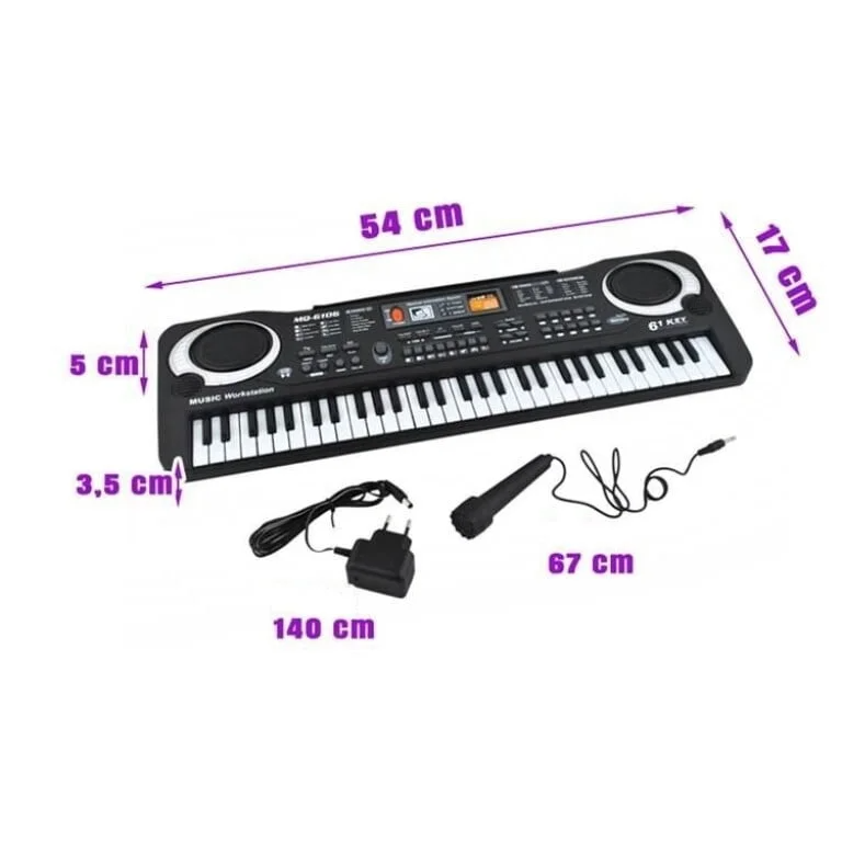 Orga Electronică cu Microfon pentru Copii MQ-6106, 61 Clape, 10 Ritmuri - MAXY