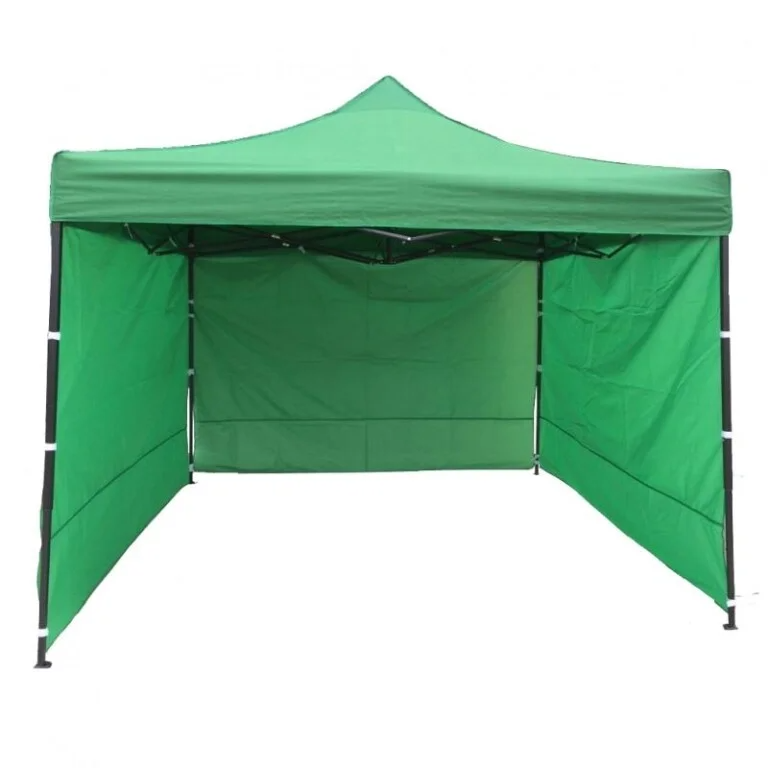 Pavilion de Grădină Metalic 3x3 m Pliabil cu 3 Pereți Laterali Verde - MAXY