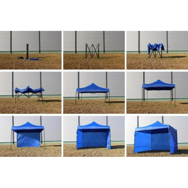 Pavilion de Grădină Metalic 3x3 m Pliabil cu 3 Pereți Laterali Verde - MAXY