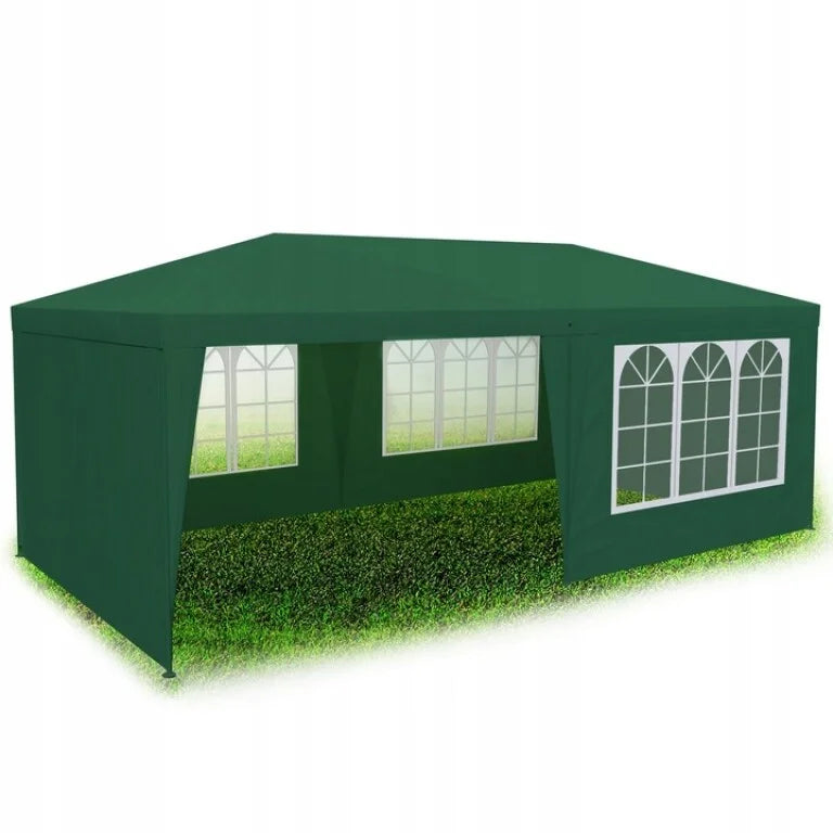 Pavilion De Grădină 3x6 m Cu 6 Pereți, Ferestre Mari și Protecție UV, Verde