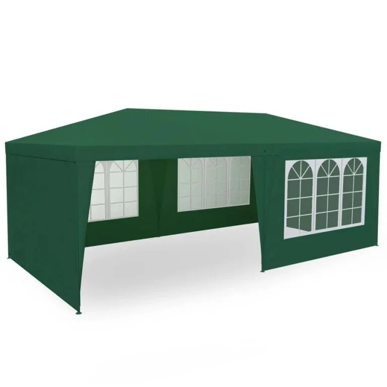 Pavilion De Grădină 3x6 m Cu 6 Pereți, Ferestre Mari și Protecție UV, Verde