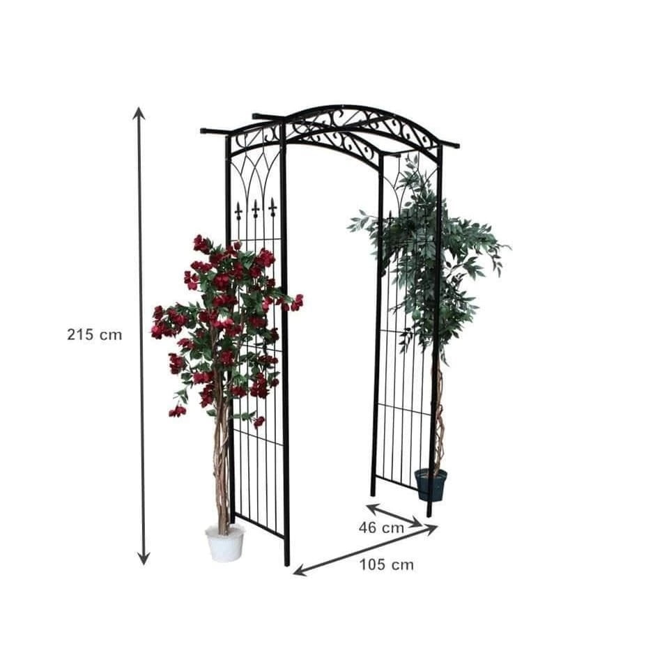 Pergola de gradina, arcada metalica, 105x46x215 cm, Culoare Negru - MAXY