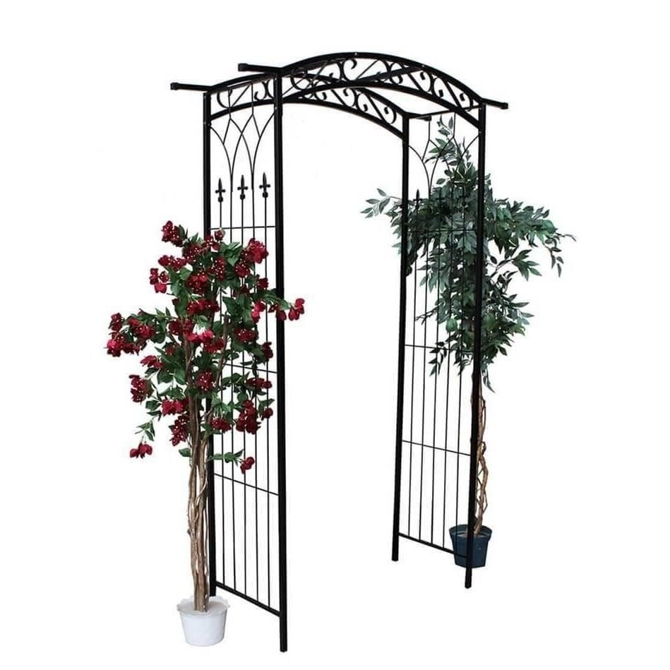 Pergola de gradina, arcada metalica, 105x46x215 cm, Culoare Negru - MAXY
