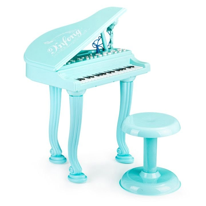 Pian pentru Copii cu 36 Clape, Microfon și Funcție Karaoke MP3, Albastru - MAXY