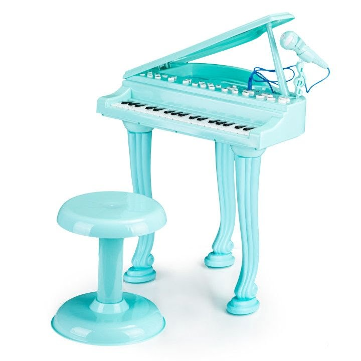 Pian pentru Copii cu 36 Clape, Microfon și Funcție Karaoke MP3, Albastru - MAXY
