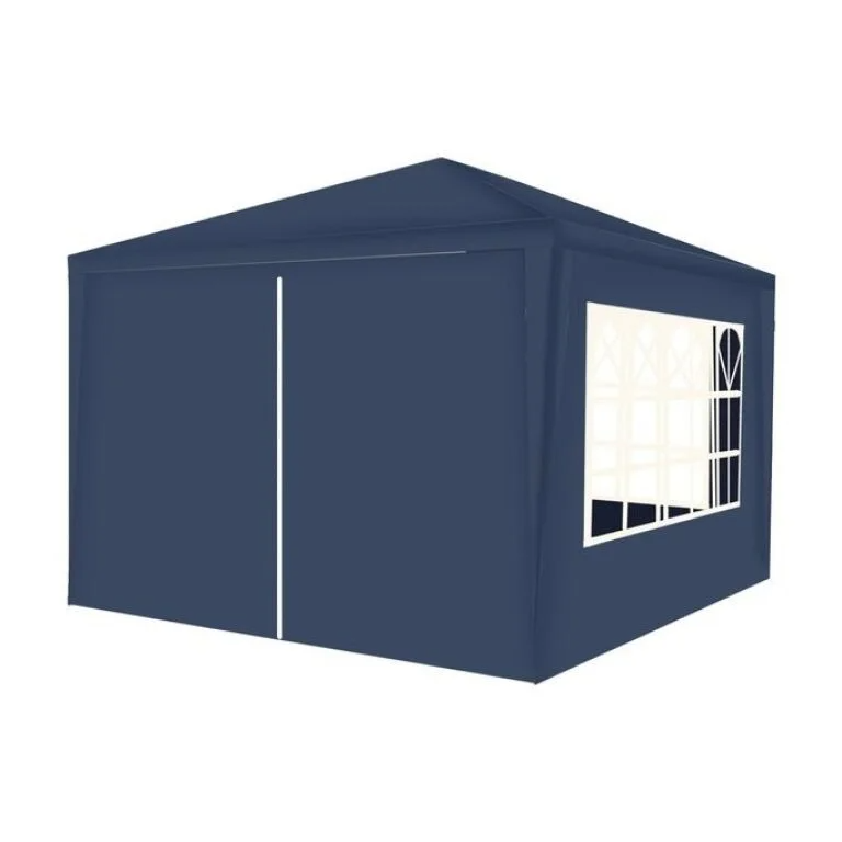 Pavilion Grădină 3x3 m cu 4 Pereți Laterali și Ușă cu Fermoar Albastru - MAXY