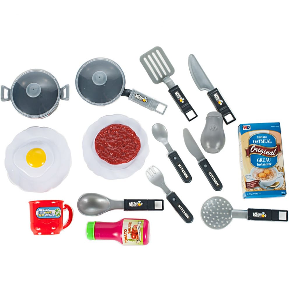 Set Bucatarie Pentru Copii Cu Sunete, 19 Piese, Rosu-Albastru - MAXY