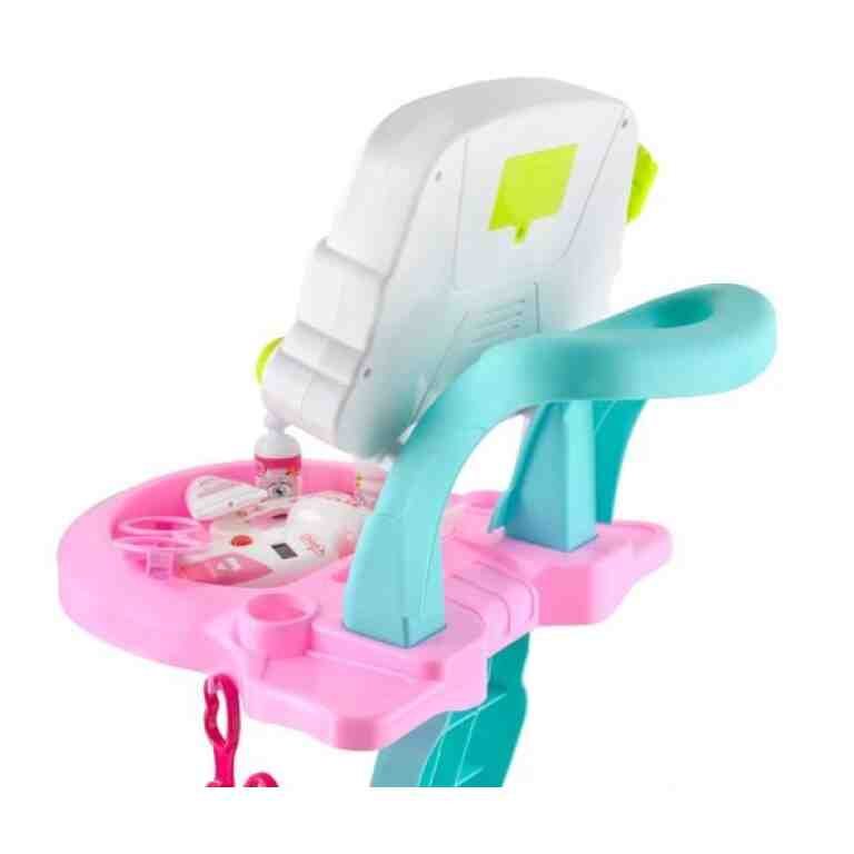 Set Doctor pentru Copii cu Cărucior și 18 Accesorii Medicale, Roz - MAXY