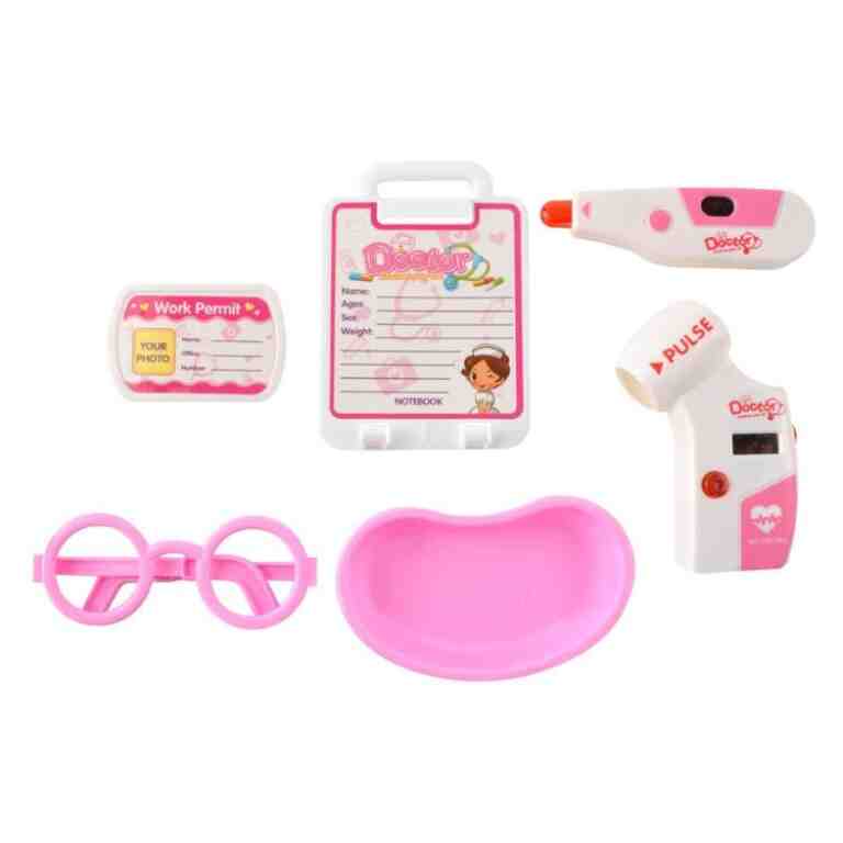 Set Doctor pentru Copii cu Cărucior și 18 Accesorii Medicale, Roz - MAXY