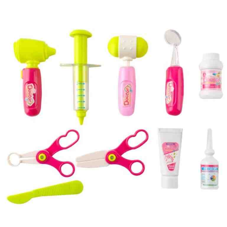 Set Doctor pentru Copii cu Cărucior și 18 Accesorii Medicale, Roz - MAXY