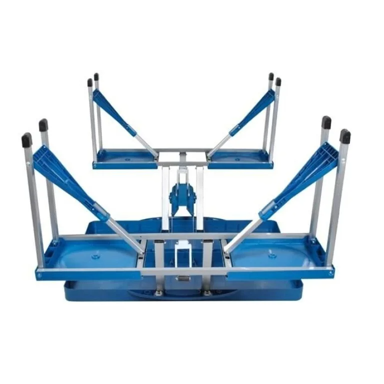 Set Masă Camping Pliabilă cu 4 Scaune din Aluminiu – Tip Valiză, Albastru - MAXY