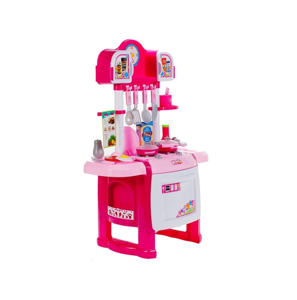 Set Bucătărie Copii cu Sunete și Lumini, 24 Piese, Roz - MAXY