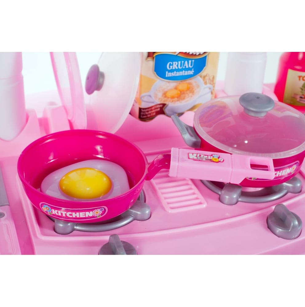 Set Bucătărie Copii cu Sunete și Lumini, 24 Piese, Roz - MAXY