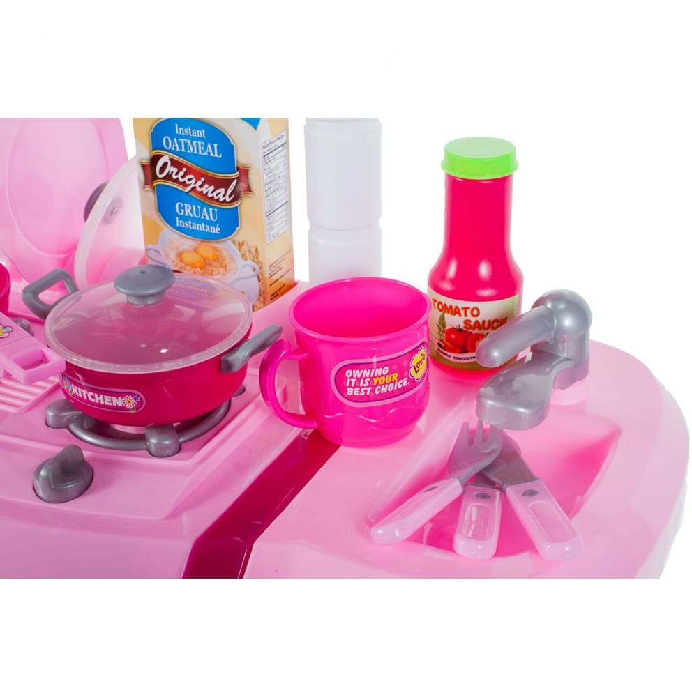 Set Bucătărie Copii cu Sunete și Lumini, 24 Piese, Roz - MAXY