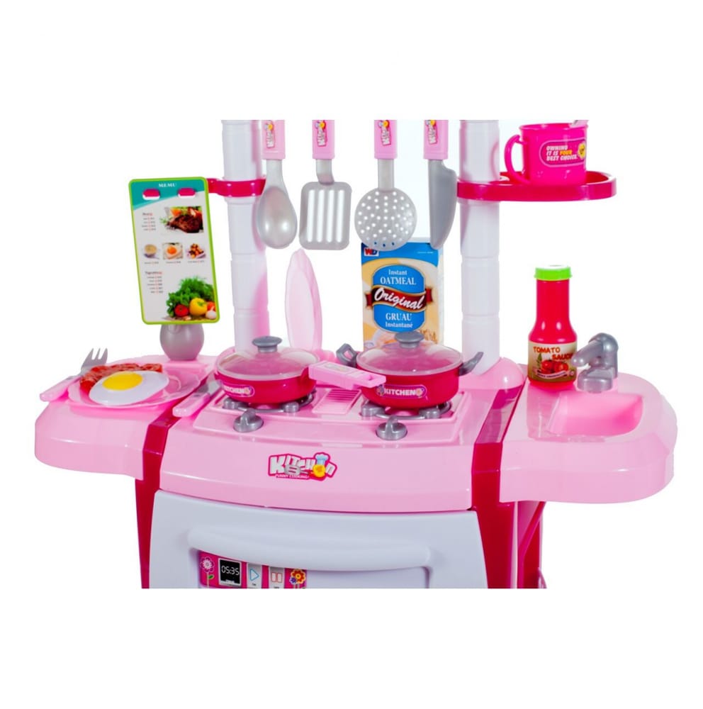 Set Bucătărie Copii cu Sunete și Lumini, 24 Piese, Roz - MAXY