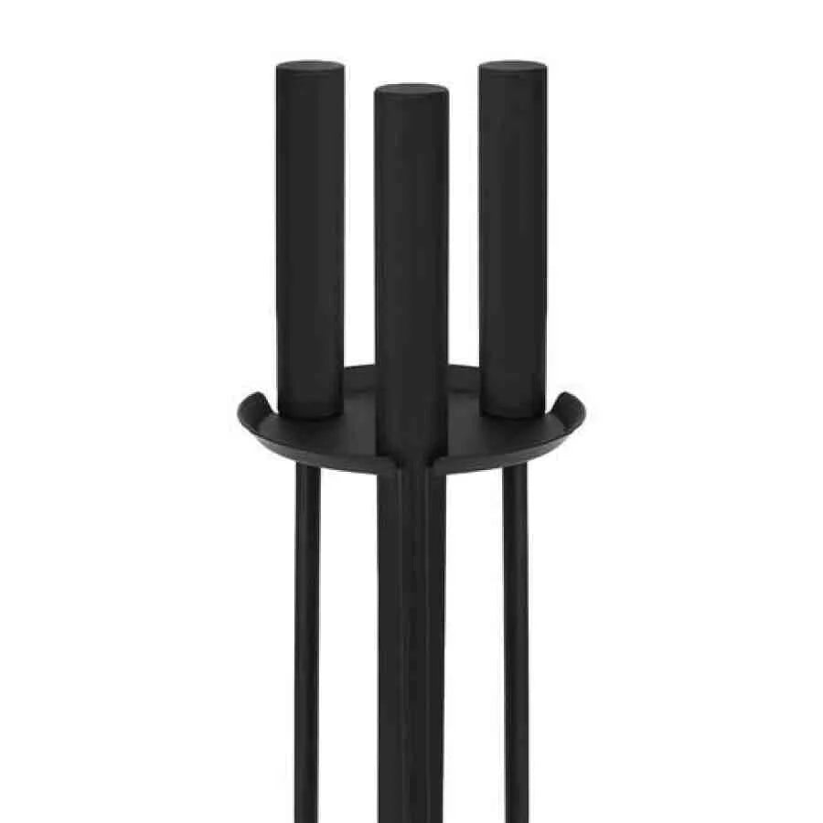 Unelte pentru Șemineu cu Suport și 3 Accesorii, din Oțel, Negru