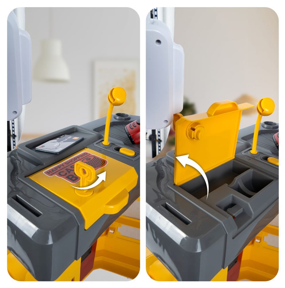 Set Supermarket pentru Copii cu Casă de Marcat, Scanner, Frigider și 54 Accesorii - MAXY