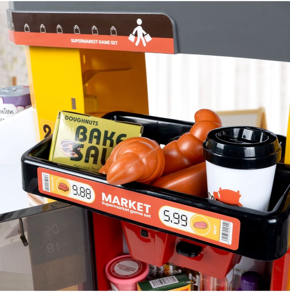 Set Supermarket pentru Copii cu Casă de Marcat, Scanner, Frigider și 54 Accesorii - MAXY