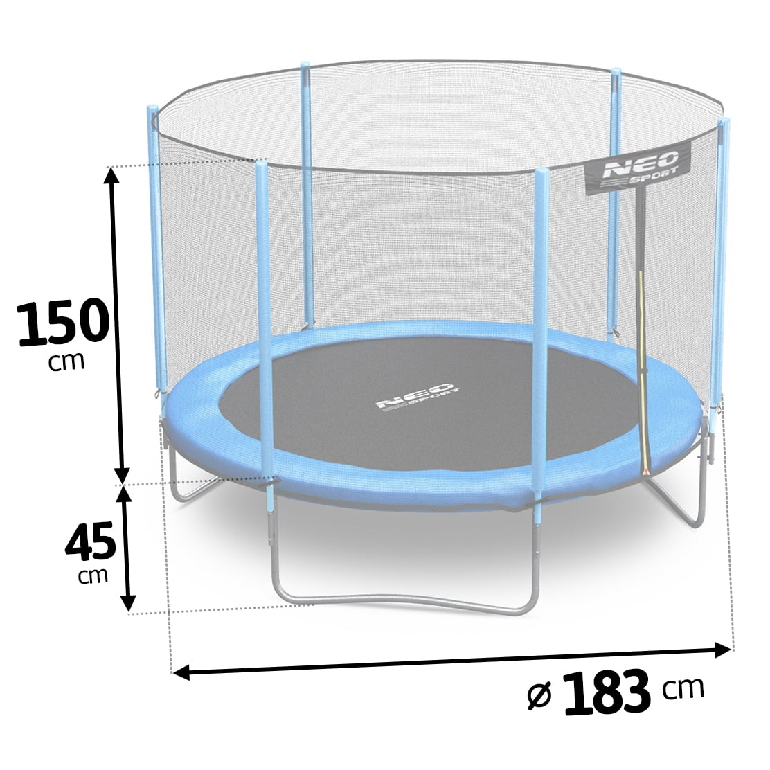 Trambulina de gradina cu plasa externa si scara Neo-Sport, diametru 183 cm (resigilat)