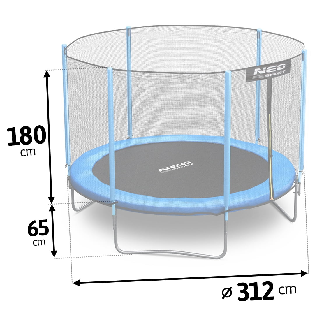 Trambulina copii cu plasa externa si scara , diametru 312cm