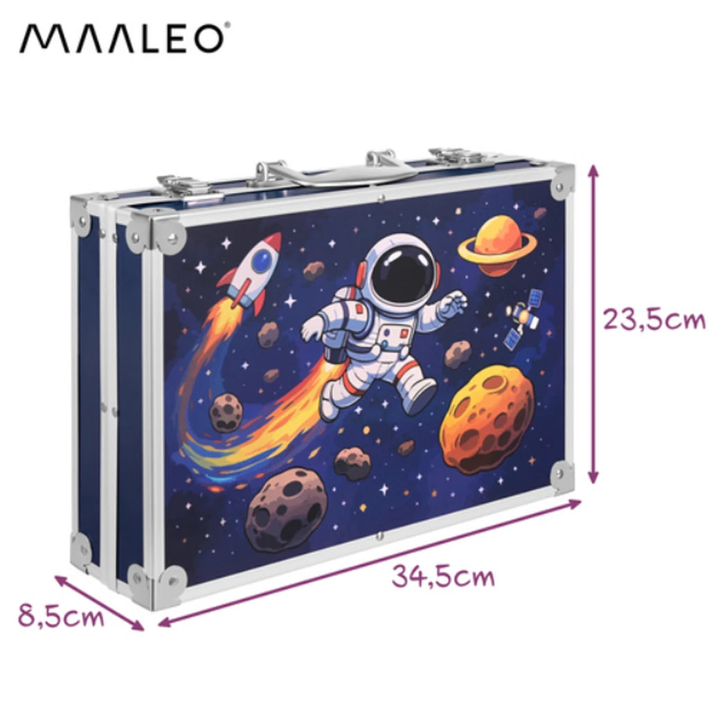 Set De Pictură Și Desen Maaleo, Valiză Astronaut, 145 Piese, Creioane, Markere, Pasteluri Și Vopsele