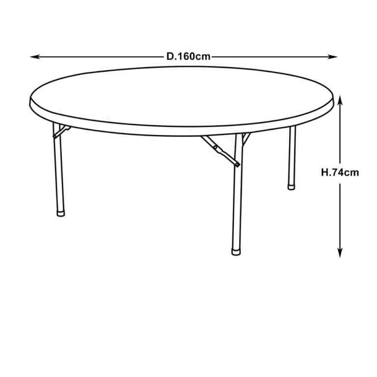 Masă de evenimente pliabilă albă tip valiză – diametru 160 cm - MAXY