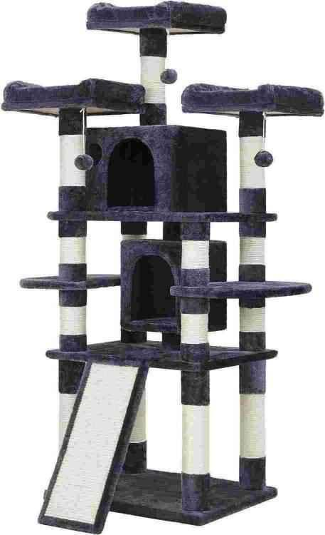 Ansamblu de Joacă pentru Pisici cu 6 Nivele, 60 x 50 x 170 cm, Gri