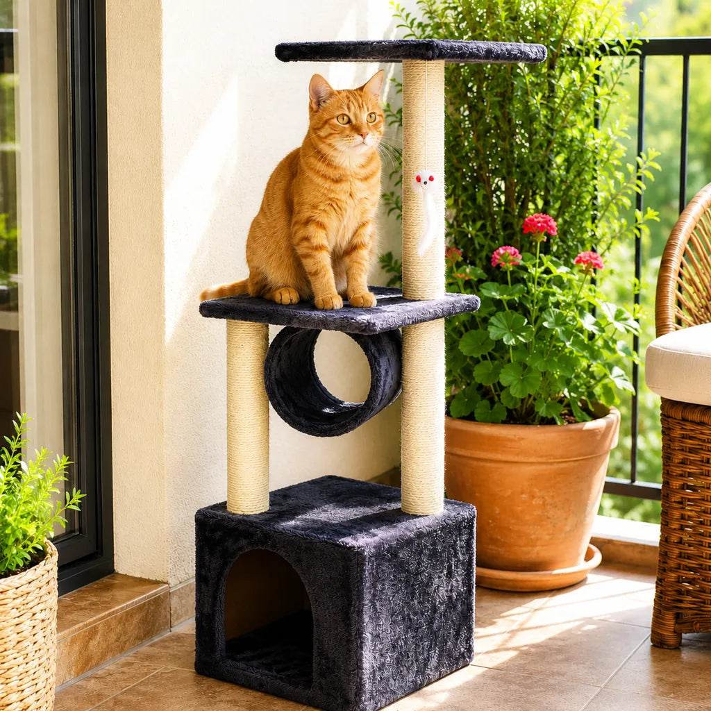Ansamblu de Joacă pentru Pisici din Sisal, 92 cm, Gri