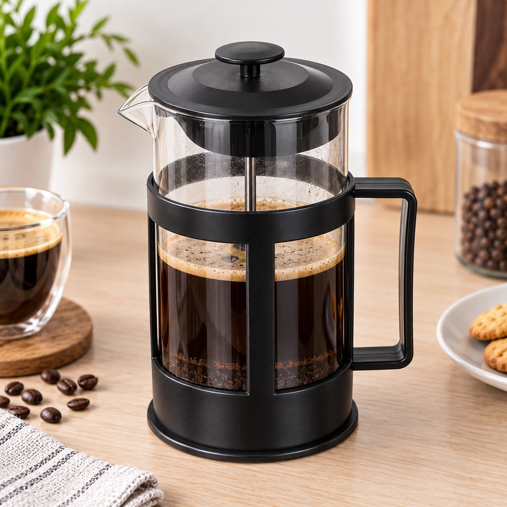 Aparat De Cafea/Ceai, Infuzor Cu Piston, Capacitate 1 Litru, Sticlă, Filtru Din Oțel Inoxidabil
