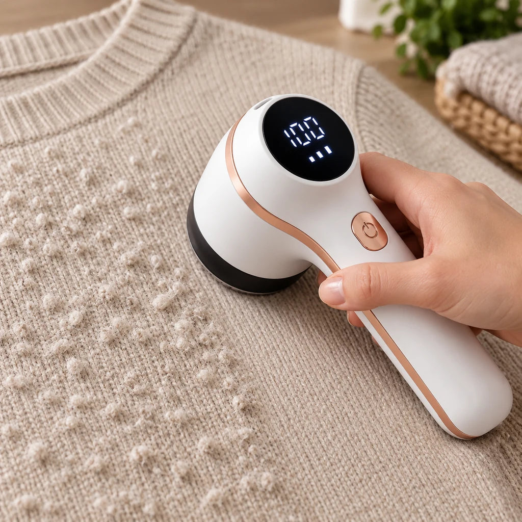 Aparat De Curățat Scame Fără Fir, Electric, 6 Lame, USB-C, Afișaj LCD, 3 Moduri