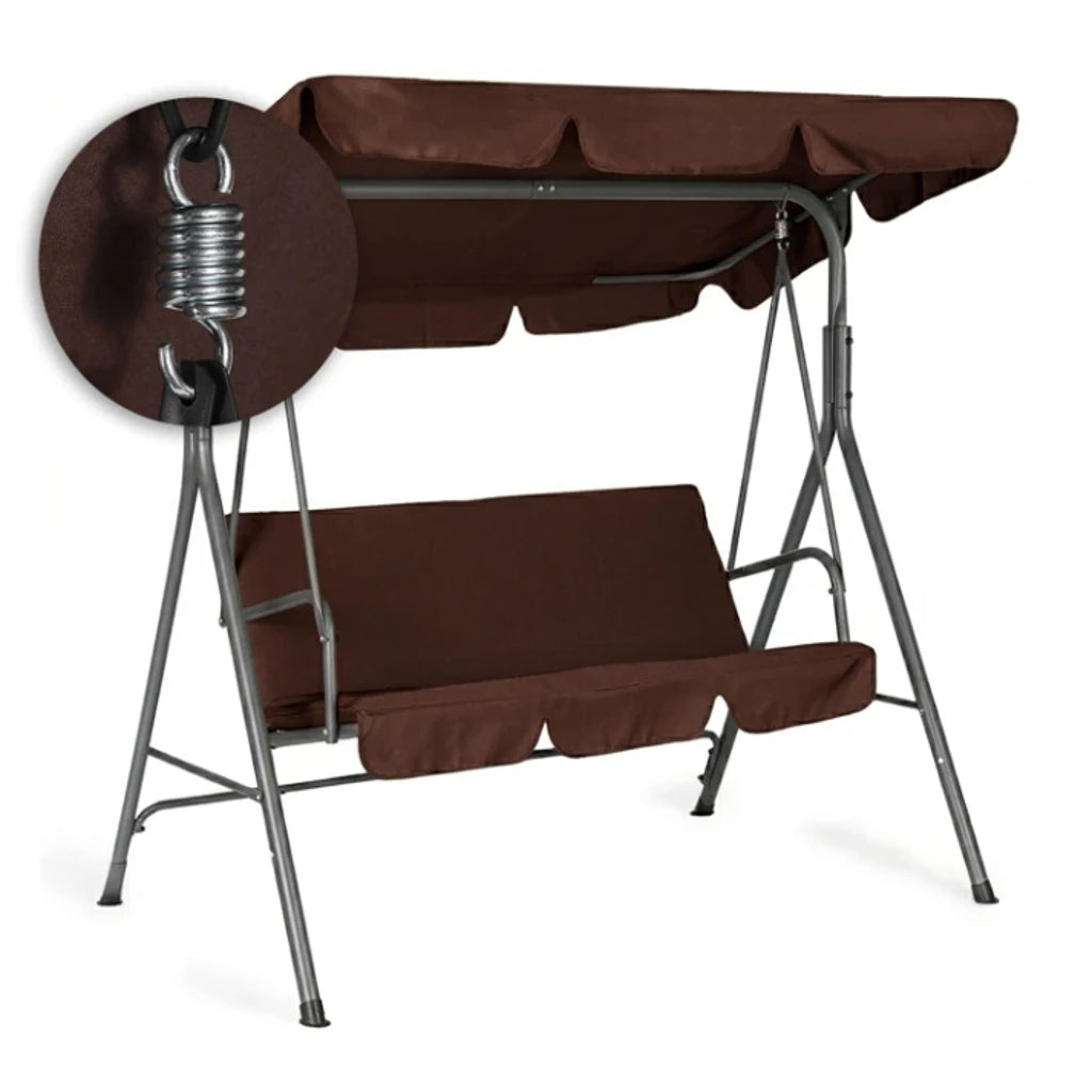 Balansoar de Grădină 3 Locuri cu Copertină Reglabilă, Maro, 172 x 112 x 151 cm - MAXY