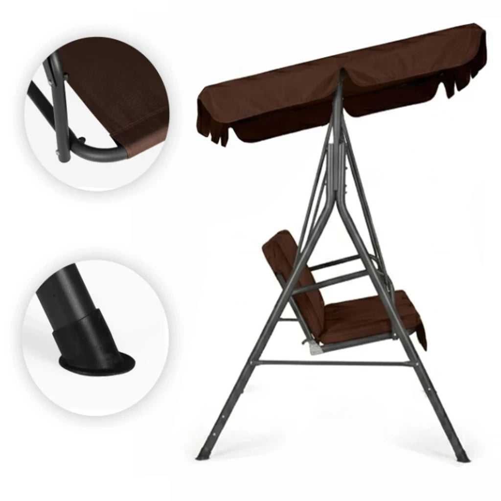 Balansoar de Grădină 3 Locuri cu Copertină Reglabilă, Maro, 172 x 112 x 151 cm - MAXY