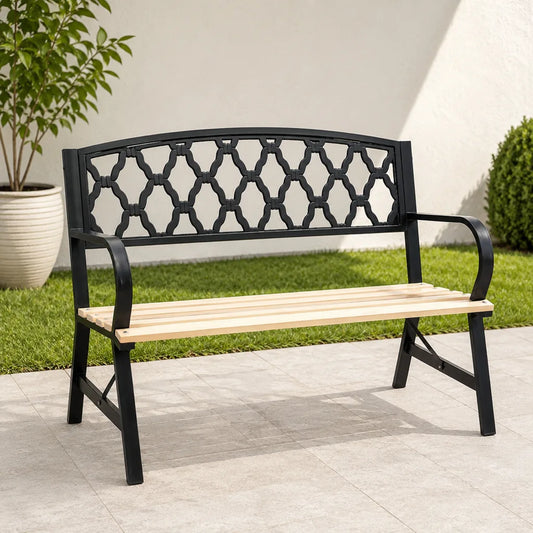Bancă de Grădină din Lemn și Oțel 120x56x85 cm - MAXY