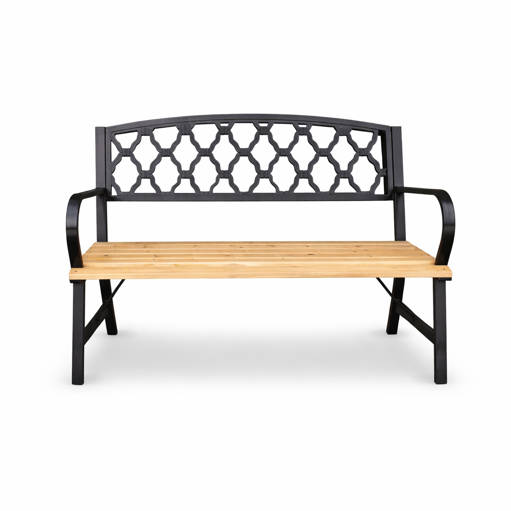 Bancă de Grădină din Lemn și Oțel 120x56x85 cm - MAXY