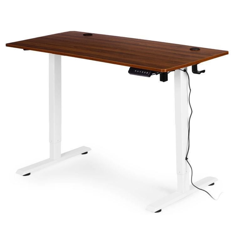Birou Electric Reglabil pe Înălțime 120x60 cm, Maro cu Alb
