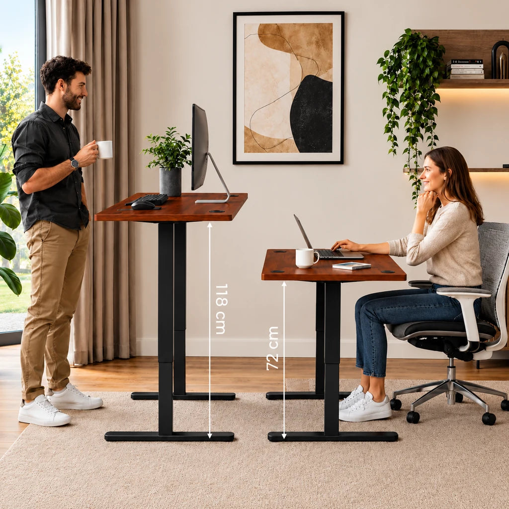 Birou Electric Reglabil pe Înălțime 72-118 cm, 140x60 cm, Stejar Închis