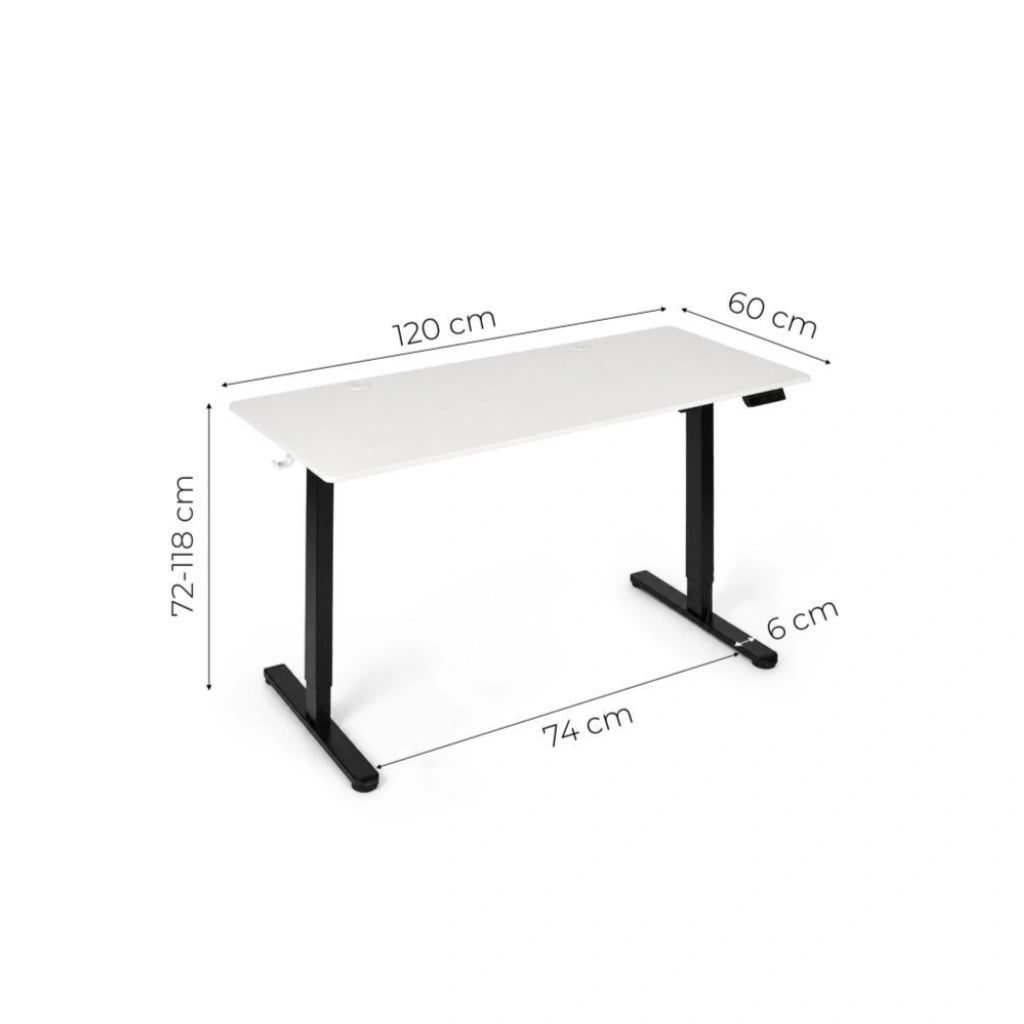 Birou Electric Reglabil pe Înălțime 72-118 cm, 120x60 cm,  Alb